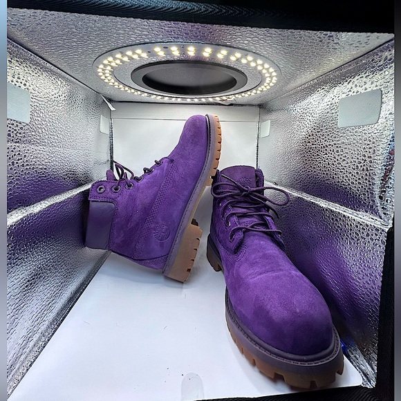 Big Kids | Custom Purple Timberlands | Size 1 - Picture 4 of 4